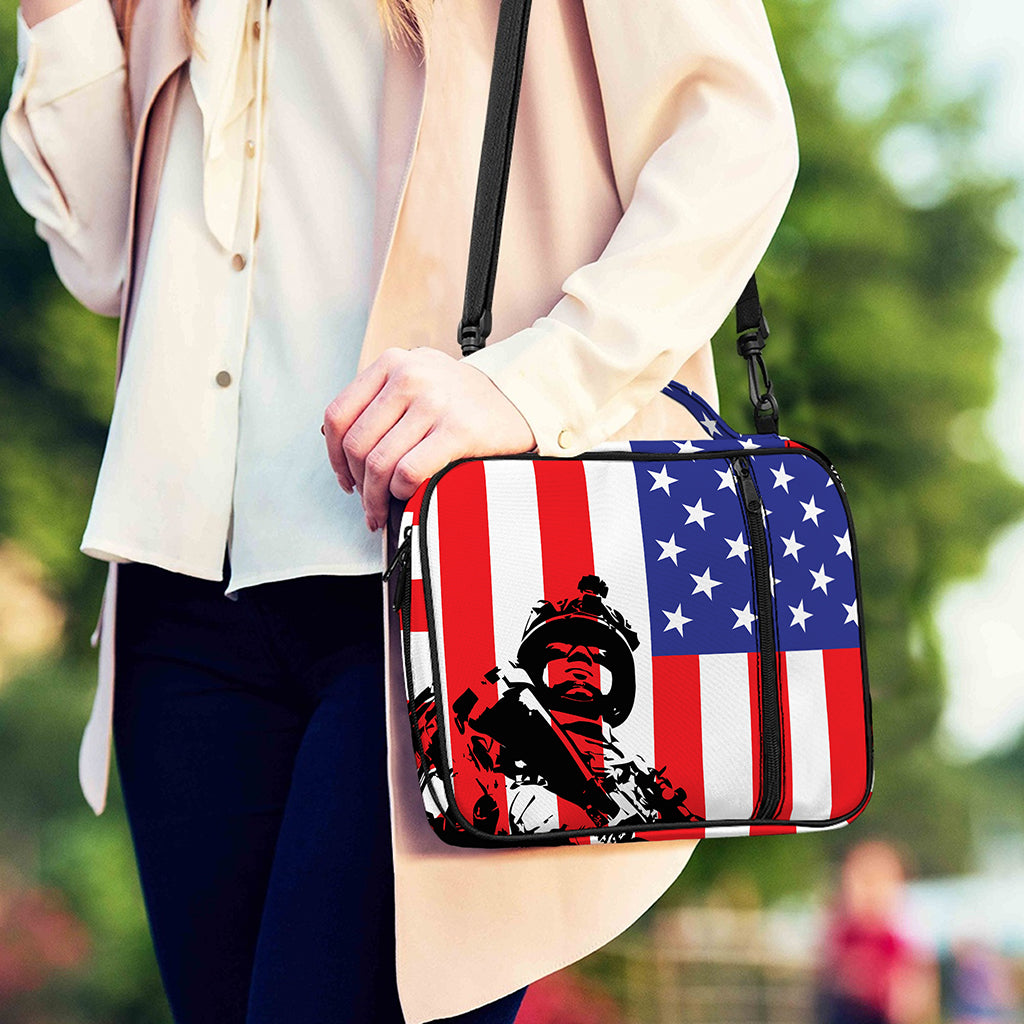 Military American Flag Print Shoulder Strap Bible Bag
