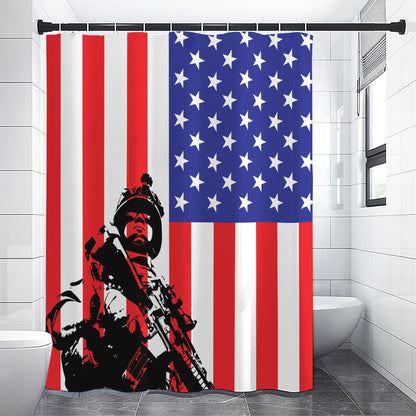 Military American Flag Print Shower Curtain