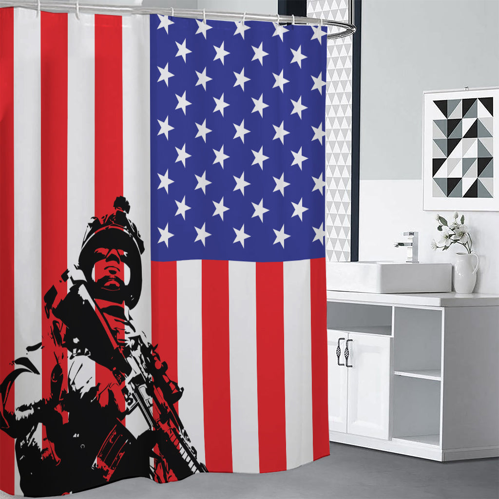 Military American Flag Print Shower Curtain