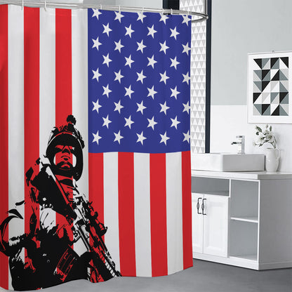 Military American Flag Print Shower Curtain