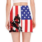 Military American Flag Print Side Slit Mini Skirt