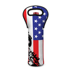 Military American Flag Print Single Neoprene Wine Tote
