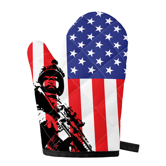 Military American Flag Print Single Oven Mitt