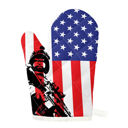 Military American Flag Print Single Oven Mitt