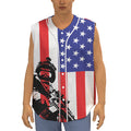 Military American Flag Print Sleeveless Baseball Jersey