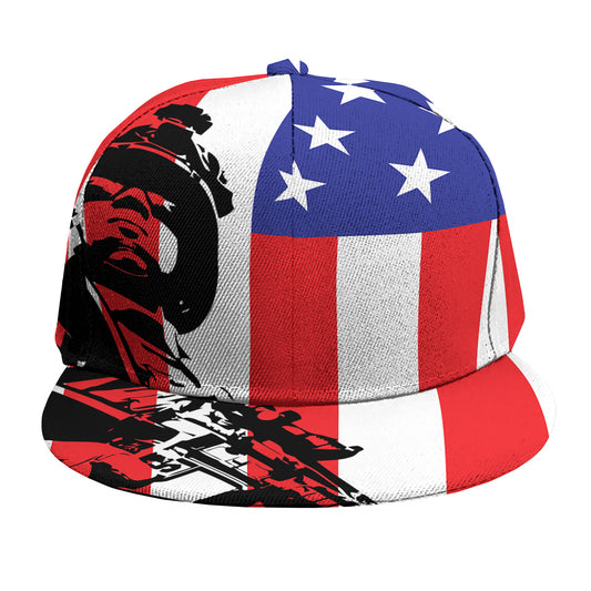 Military American Flag Print Snapback Cap