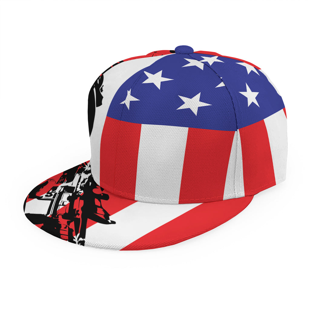 Military American Flag Print Snapback Cap
