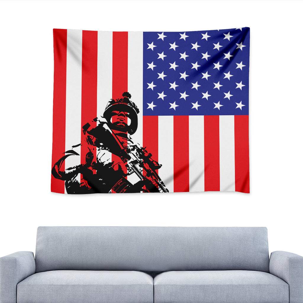 Military American Flag Print Tapestry