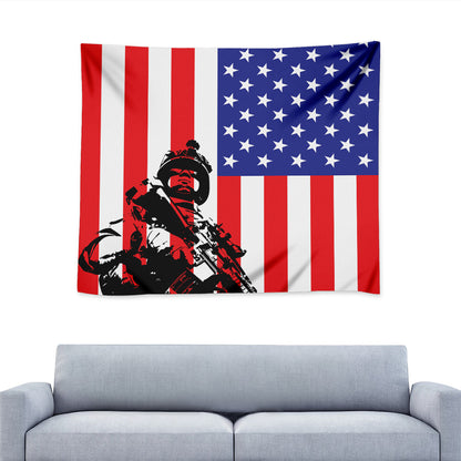 Military American Flag Print Tapestry