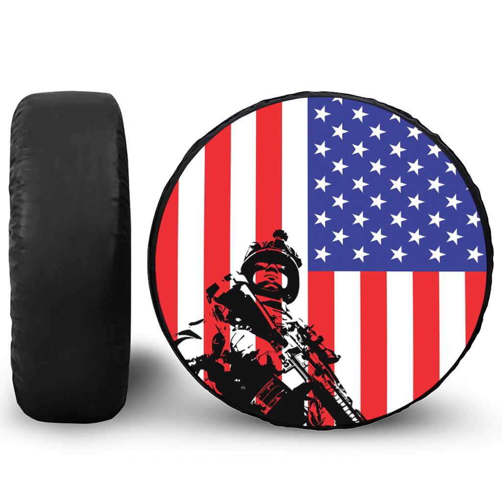 Military American Flag Print Tire Cover
