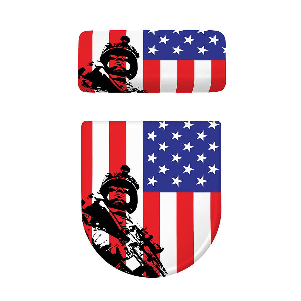 Military American Flag Print Toilet Lid And Tank Cover Set