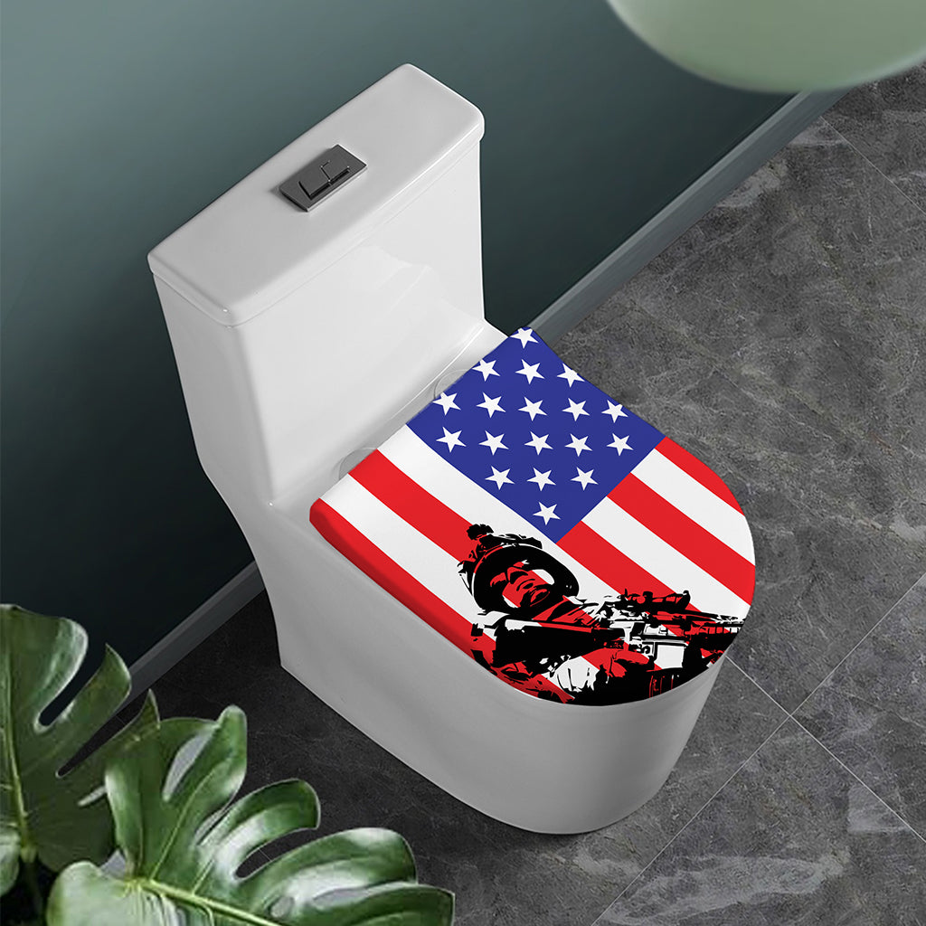 Military American Flag Print Toilet Lid Cover