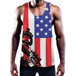 Military American Flag Print Training Tank Top