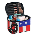 Military American Flag Print Travel Makeup Bag