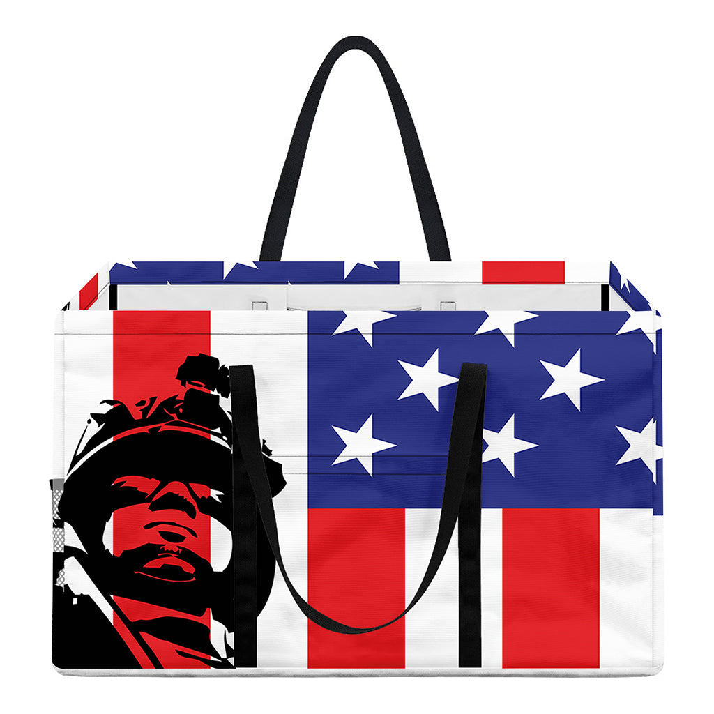 Military American Flag Print Utility Tote Bag