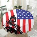Military American Flag Print Waterproof Round Tablecloth