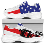 Military American Flag Print White Chunky Shoes