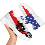 Military American Flag Print White Chunky Shoes