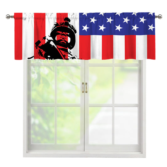 Military American Flag Print Window Valance