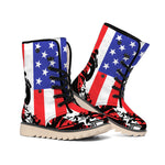 Military American Flag Print Winter Boots