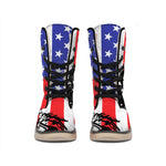 Military American Flag Print Winter Boots