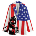Military American Flag Print Women's Blazer