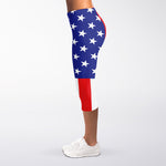 Military American Flag Print Women's Capri Leggings