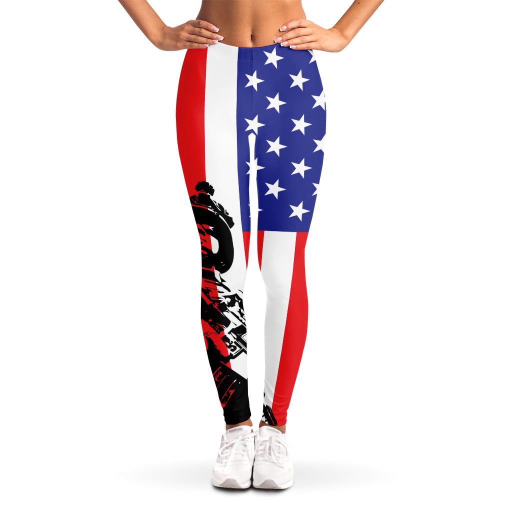 Military American Flag Print Women's Leggings