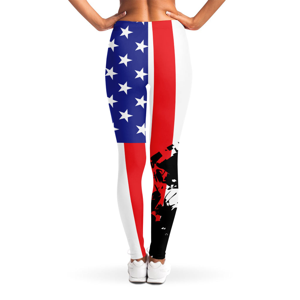 Military American Flag Print Women's Leggings