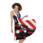 Military American Flag Print Women's Sleeveless Dress