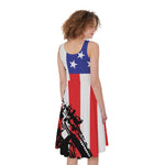 Military American Flag Print Women's Sleeveless Dress