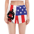 Military American Flag Print Women's Split Running Shorts
