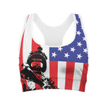 Military American Flag Print Women's Sports Bra
