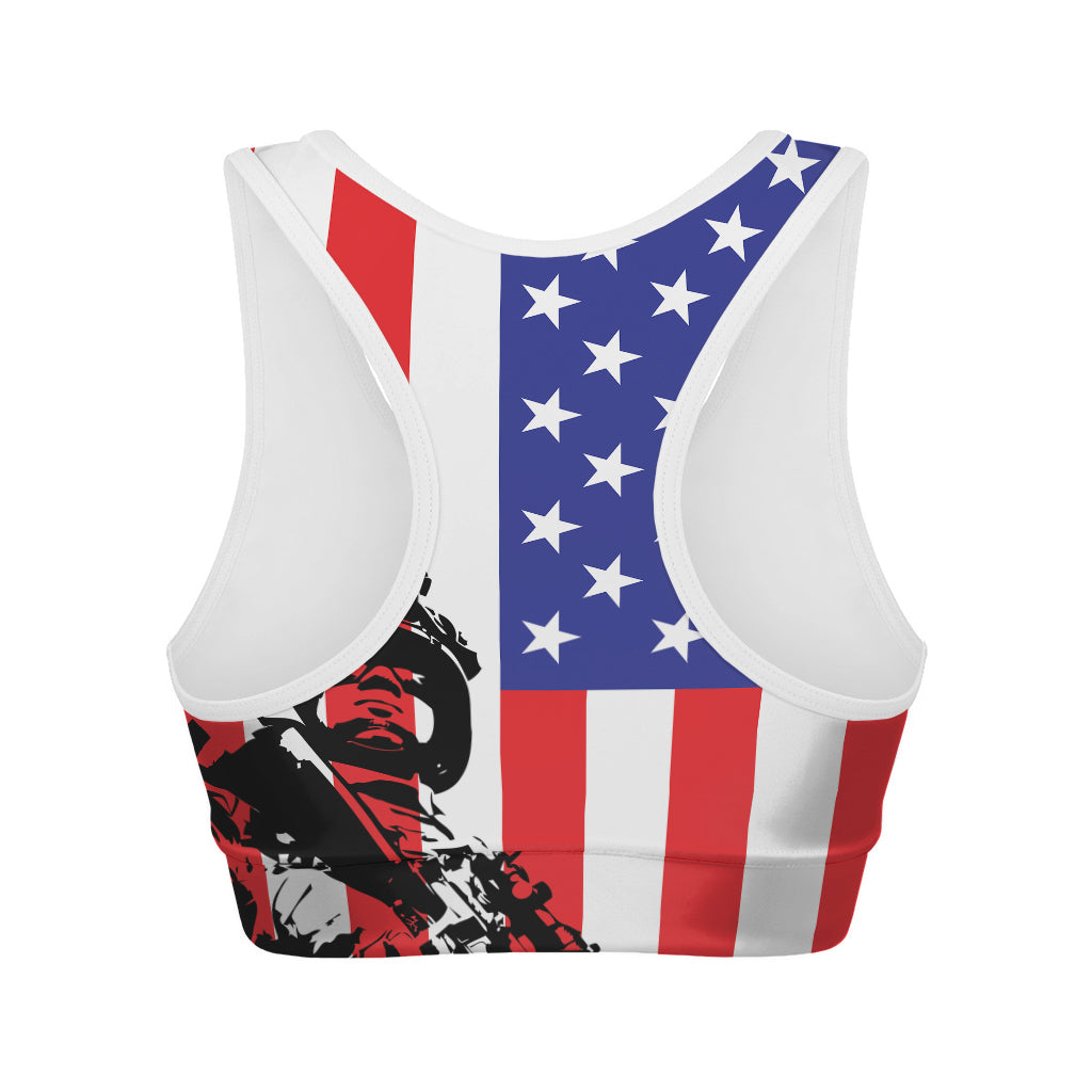 Military American Flag Print Women's Sports Bra – GearFrost
