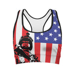 Military American Flag Print Women's Sports Bra