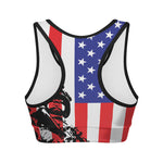 Military American Flag Print Women's Sports Bra