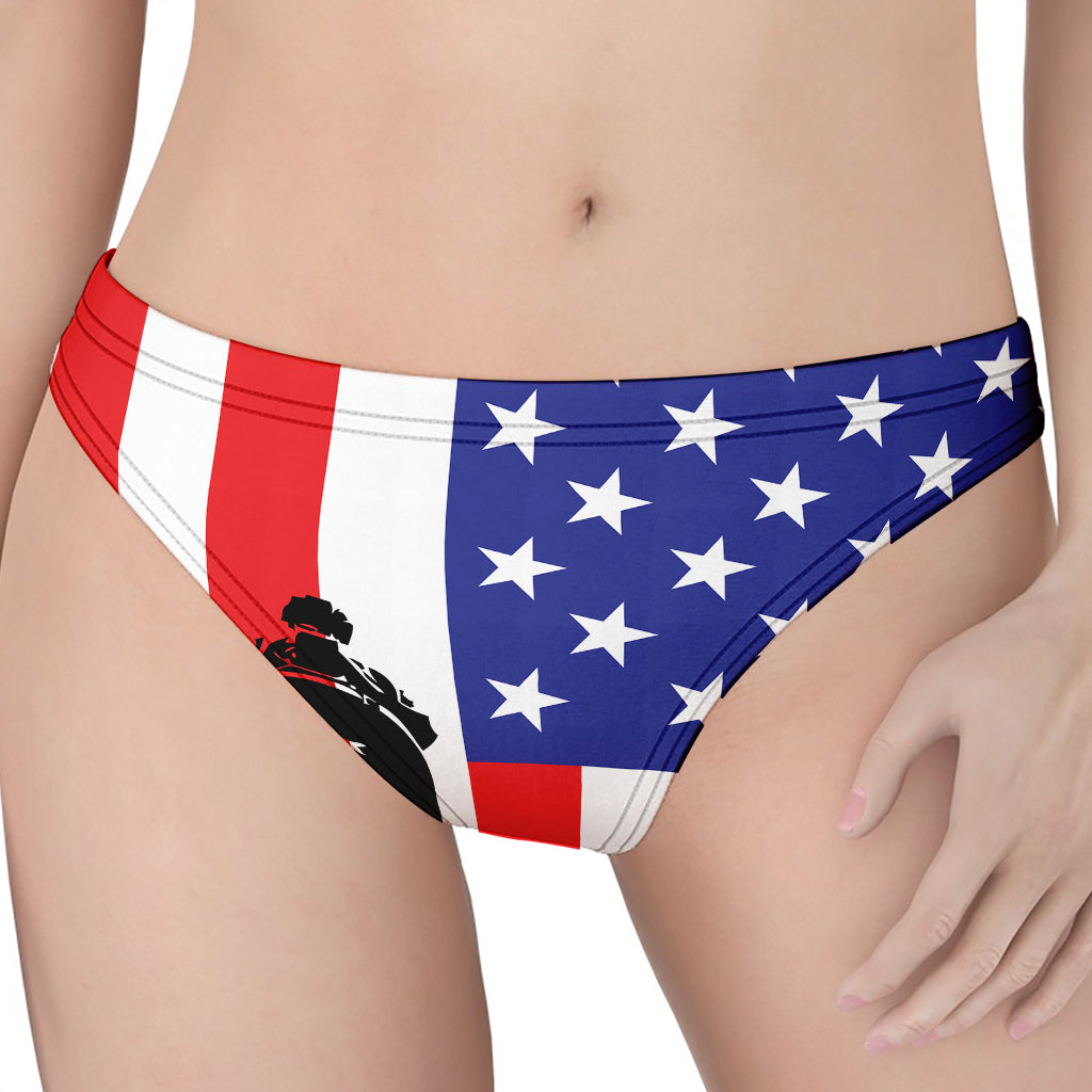 Military American Flag Print Women's Thong