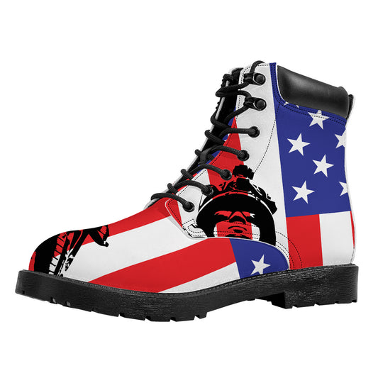 Military American Flag Print Work Boots
