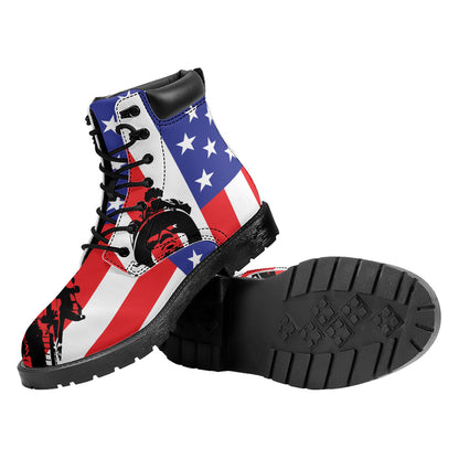Military American Flag Print Work Boots