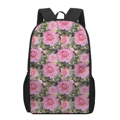 Military Camouflage Flower Pattern Print 17 Inch Backpack