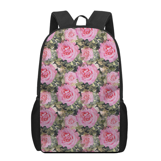 Military Camouflage Flower Pattern Print 17 Inch Backpack