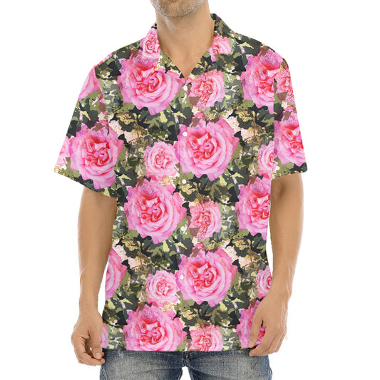 Military Camouflage Flower Pattern Print Aloha Shirt