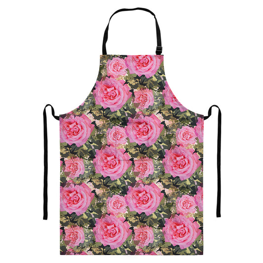 Military Camouflage Flower Pattern Print Bib Apron With Pocket