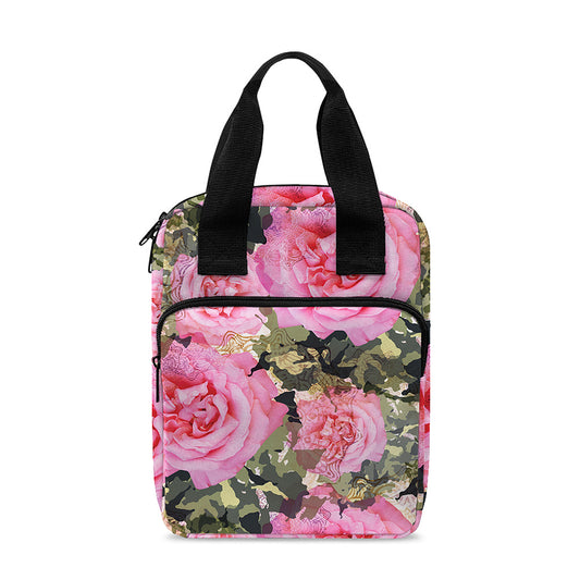 Military Camouflage Flower Pattern Print Bible Tote Bag