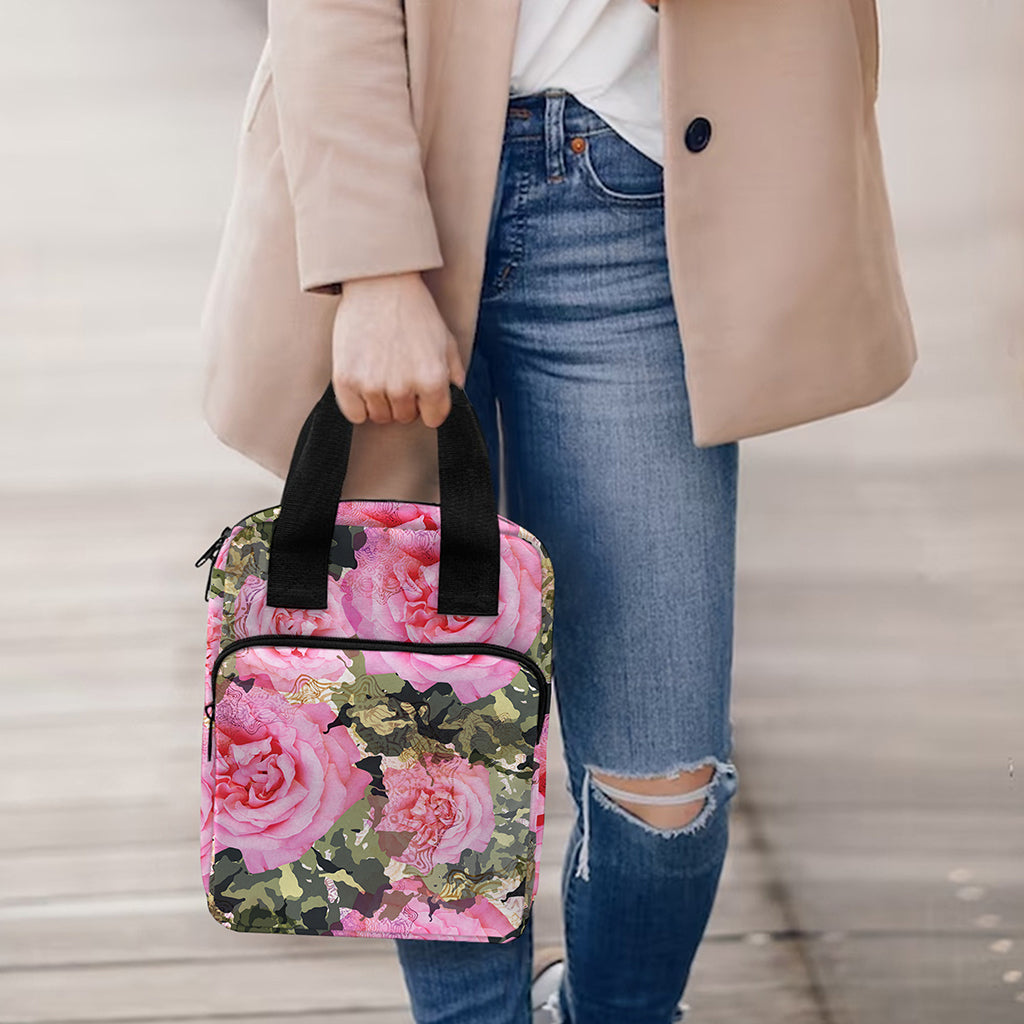 Military Camouflage Flower Pattern Print Bible Tote Bag