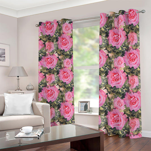Military Camouflage Flower Pattern Print Blackout Grommet Curtains