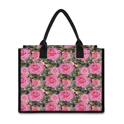 Military Camouflage Flower Pattern Print Canvas Tote Bag