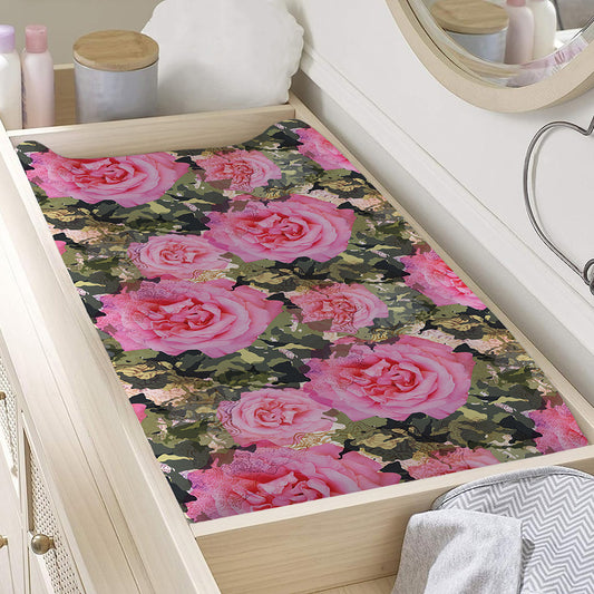 Military Camouflage Flower Pattern Print Changing Pad Cover