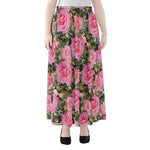 Military Camouflage Flower Pattern Print Chiffon Maxi Skirt