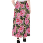 Military Camouflage Flower Pattern Print Chiffon Maxi Skirt